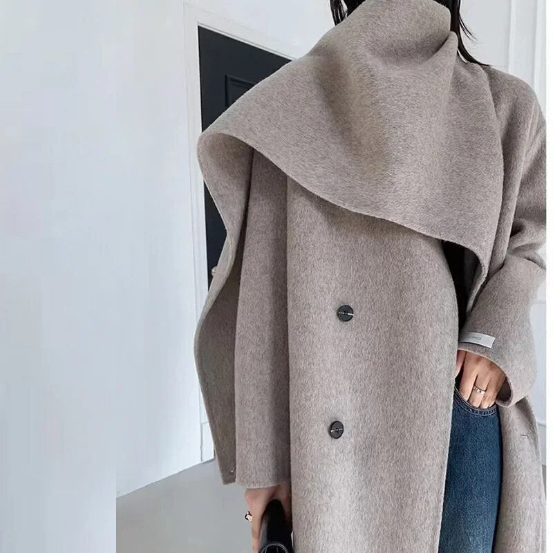 Ashoreshop-2023-Spring-And-Winter-New-Shawl-Scarf-Collar-Double-breasted-Loose-wool-coat-5