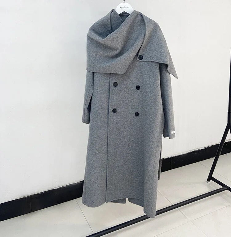Ashoreshop-2023-Spring-And-Winter-New-Shawl-Scarf-Collar-Double-breasted-Loose-wool-coat-8