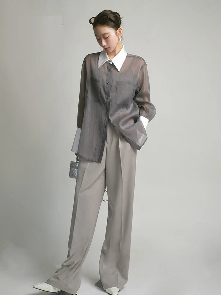 Ashoreshop-2024-Spring-Korea-Style-Long-Sleeve-Sheer-Women-Shirt-Office-Lady-Loose-Button-Up-Contrast-Collar1