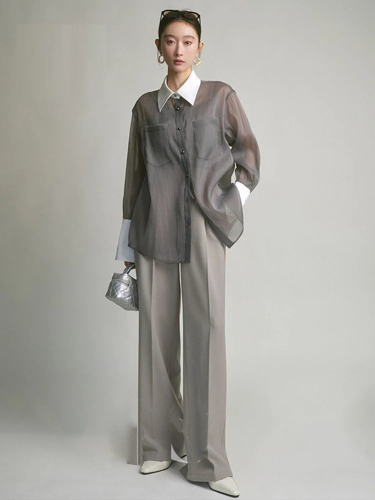 Ashoreshop-2024-Spring-Korea-Style-Long-Sleeve-Sheer-Women-Shirt-Office-Lady-Loose-Button-Up-Contrast-Collar3