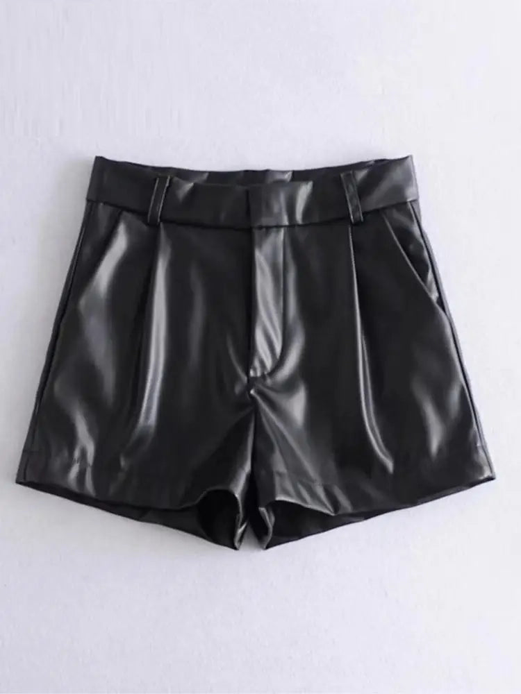 Ashoreshop-Faux-Leather-Shorts-High-Waist-Side-Pockets-Vintage-Zipper-Fly-Female1