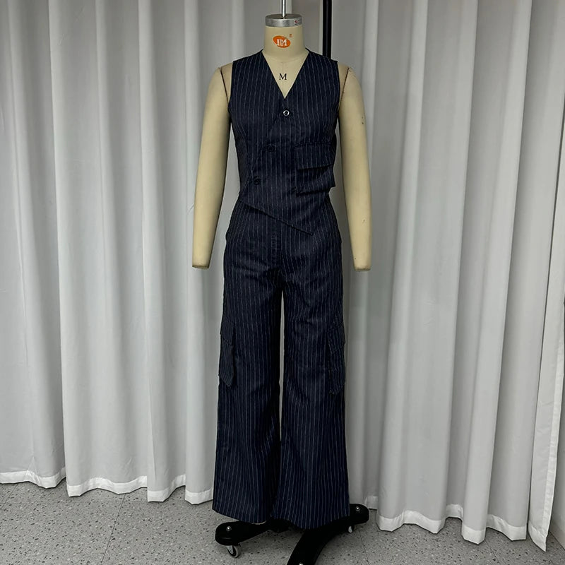Ashoreshop-Office-2-Piece-Set-Women-Sleeveless-Striped-Printed-V-Neck-Irregular-Single-Breasted-Vest6
