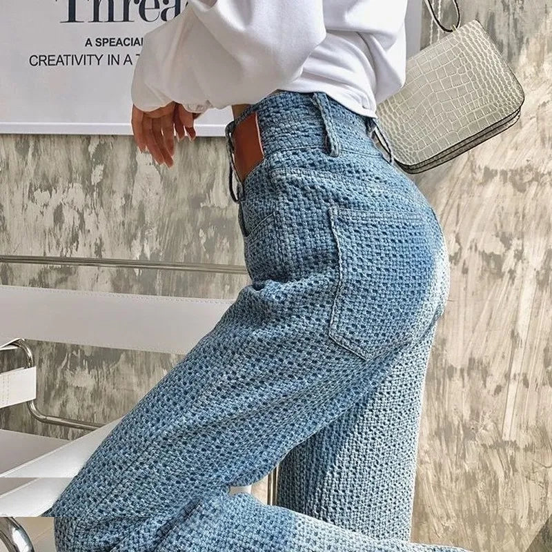 Ashoreshop-Womens-Knitted-Denim-Blue-High-waist-Woven-Denim-Wide-leg-Pants-Loose-Straight-leg-Casual-Trousers-Jeans-Woman-8