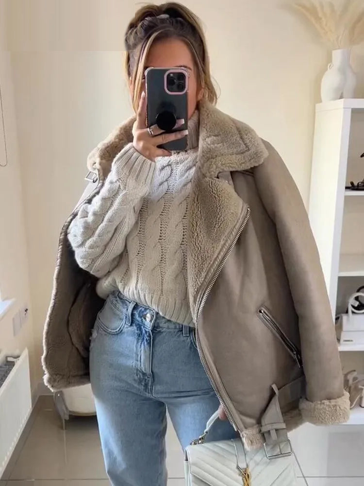 Faux shearling oversized coat best sale