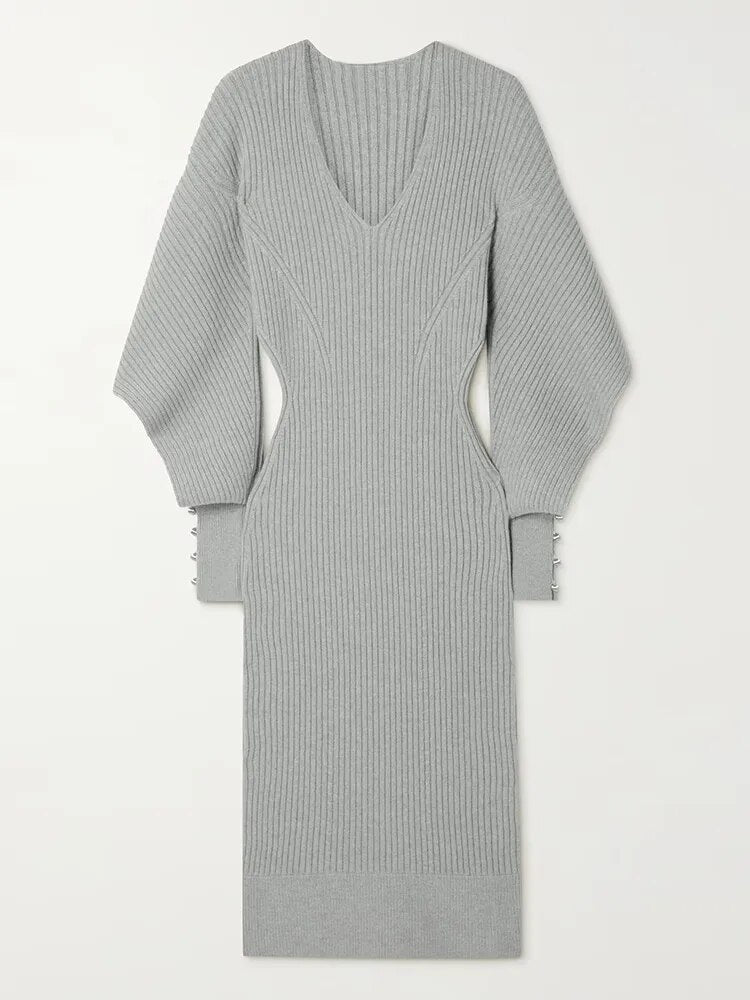 Ashoreshop-womens-autumn-sweater-dresses-Minimalist-Dresses-For-Women-V-Neck-Long-Sleeve-High-Waist-Pullover-Autumn-Dress-2