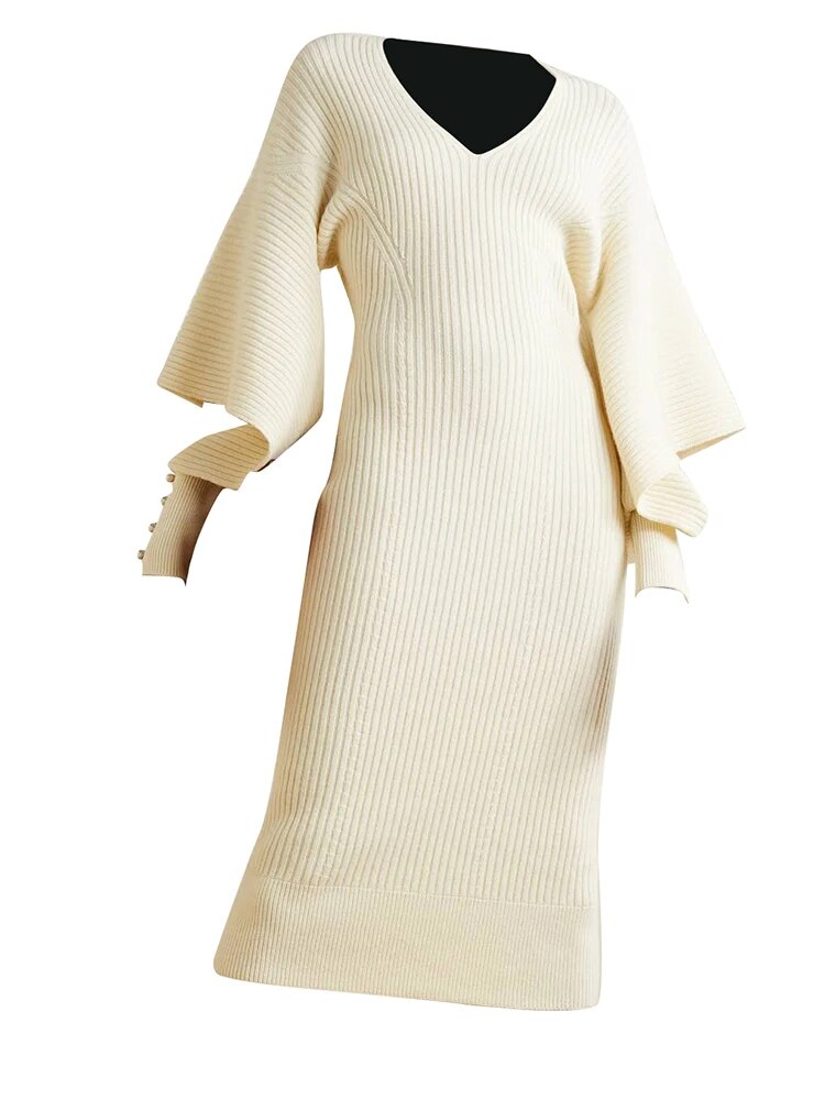 Ashoreshop-womens-autumn-sweater-dresses-Minimalist-Dresses-For-Women-V-Neck-Long-Sleeve-High-Waist-Pullover-Autumn-Dress-4