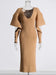 Womens Dresses Hollow Out Sleeve Minimalist Dresses For Women V Neck Long Sleeve - BEIGE / One Size