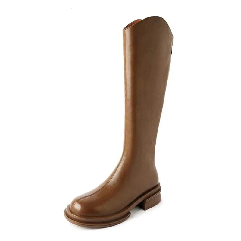 Ashoreshop-womens-leather -boots-Cow-Leather-Round-Toe-Med-Heels-Riding-Bootsa-5