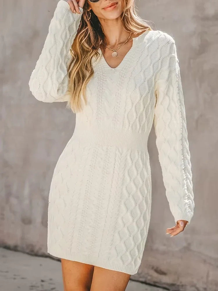 Ashoreshop_Women_Autumn_Cable_Knitted_Dress_V-Neck_Long_Sleeved_Slim_Sweater_Dresses_For_Women_Bodycon_Party_Winter-11
