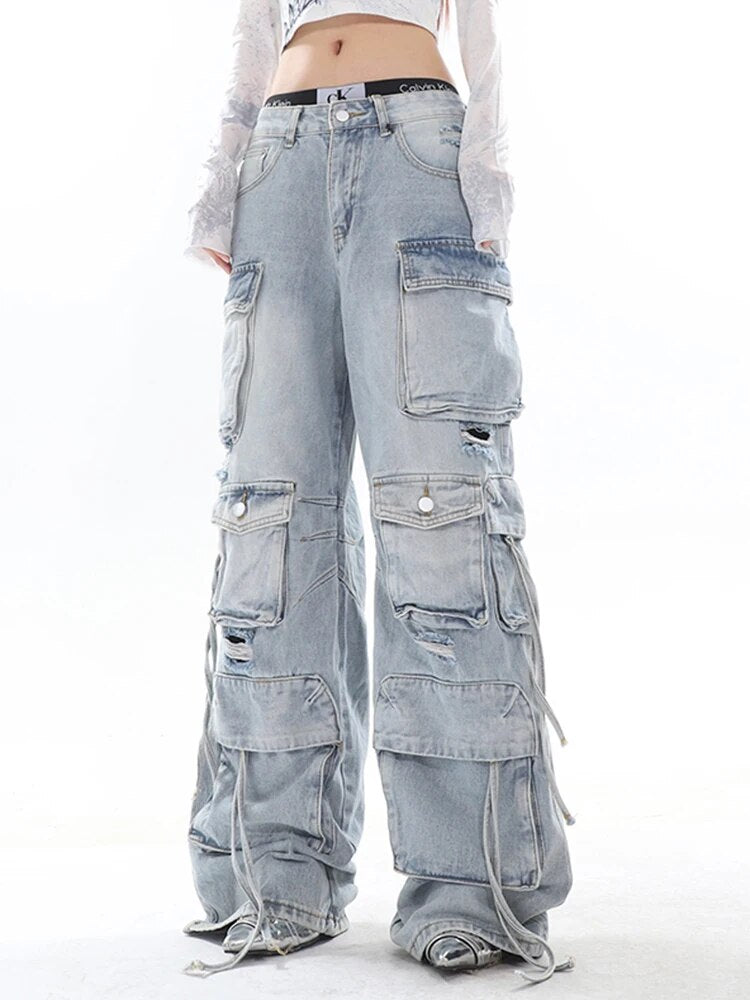 Innovative_Women_s_Jeans_Wash_Vintage_Straight_Denim_Cargo_Pants_Autumn_2023_New-3