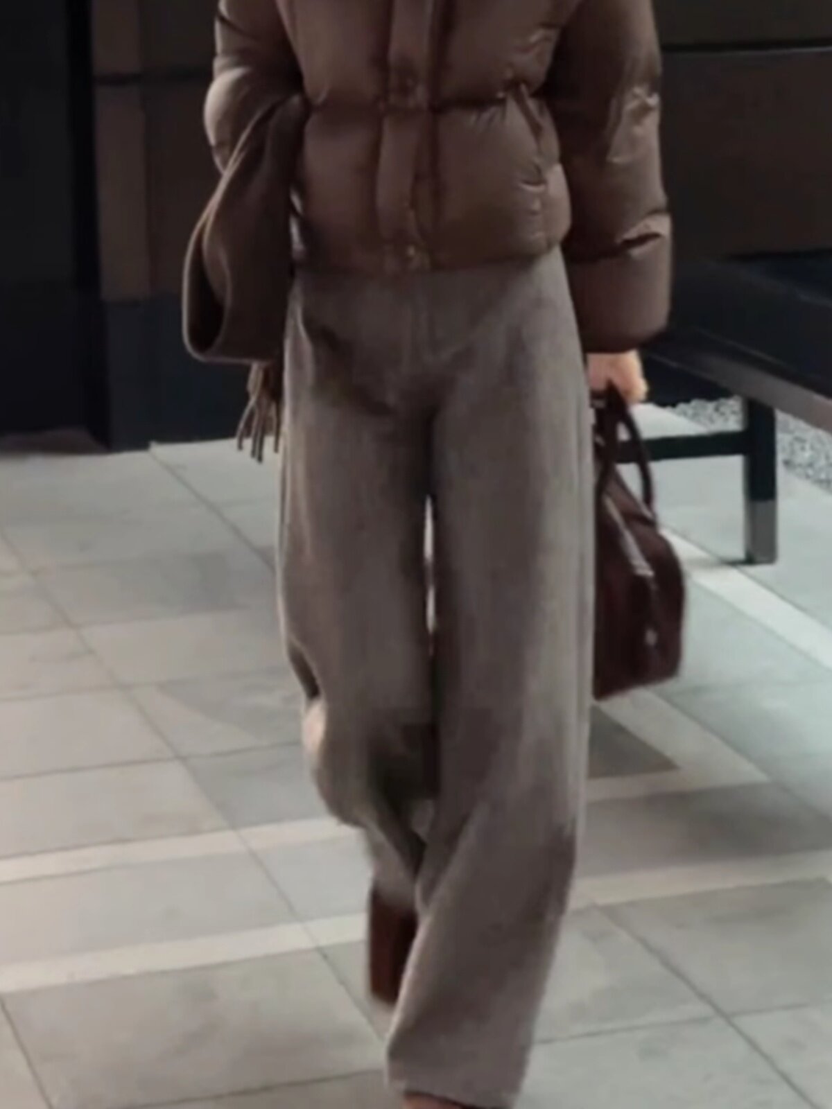 Wool Blended Wide Leg Pants