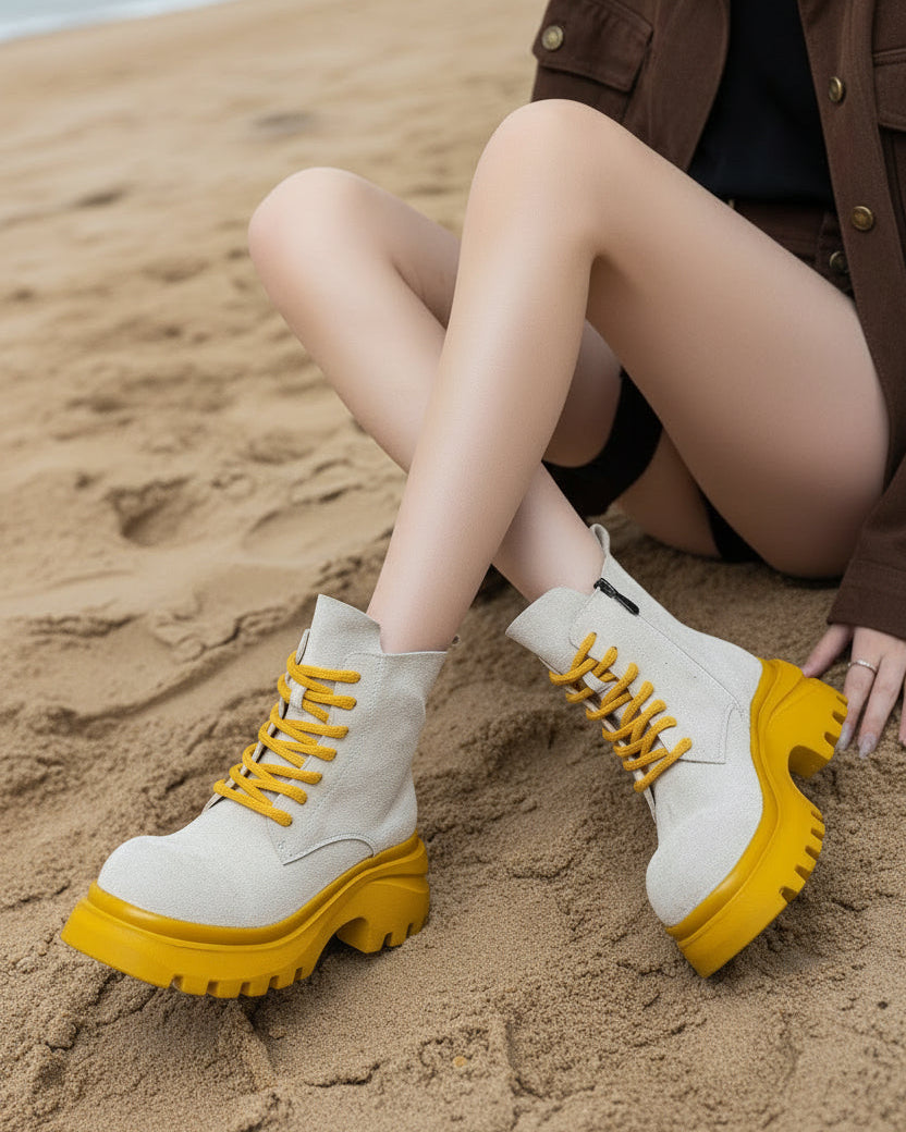 Women Stylish Ankle Martin Boots Ashore Fashion Utility Boots