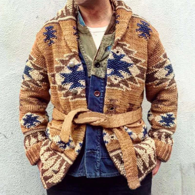 Mens-Western-cowboy-jacquard-sweater-Cardigans