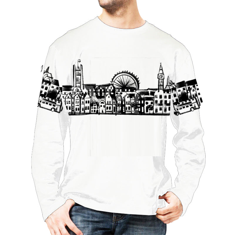 London-UK Ashore Travel Shirts- London-UK Series No. 232001 Artist Handpaint Long Sleeve Shirt EU Size 100% Cotton  High Quality Gifts Tops