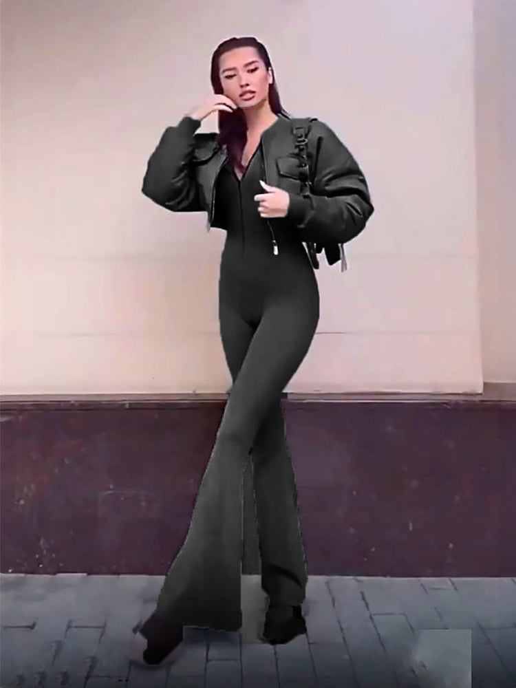 Modern_Women_Two-Piece_Set_Flare_Pant_Jumpsuit_with_Short_Bubble_Vest_Aviator_Jackets-black-1