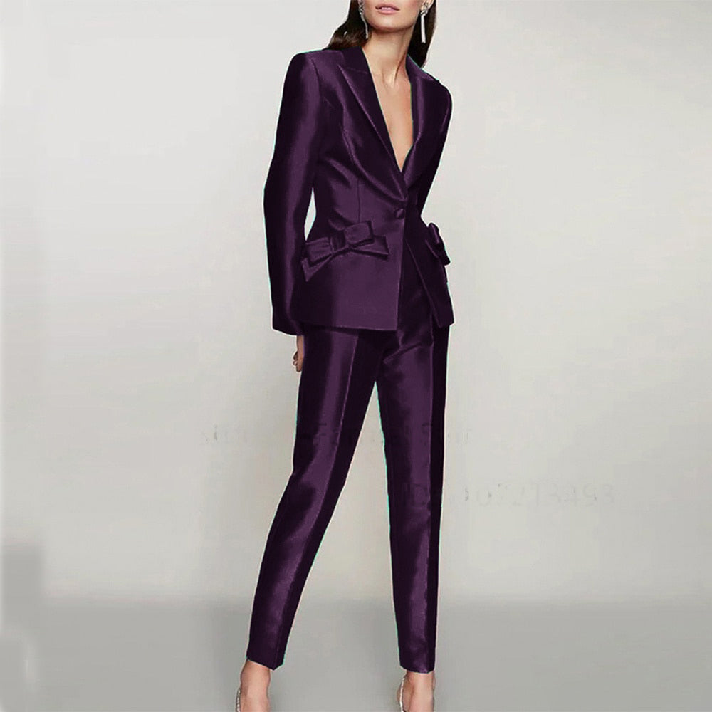 New Women's Two-Piece Suit Ladies Single Button Slim Luxury Women Blazer Suits