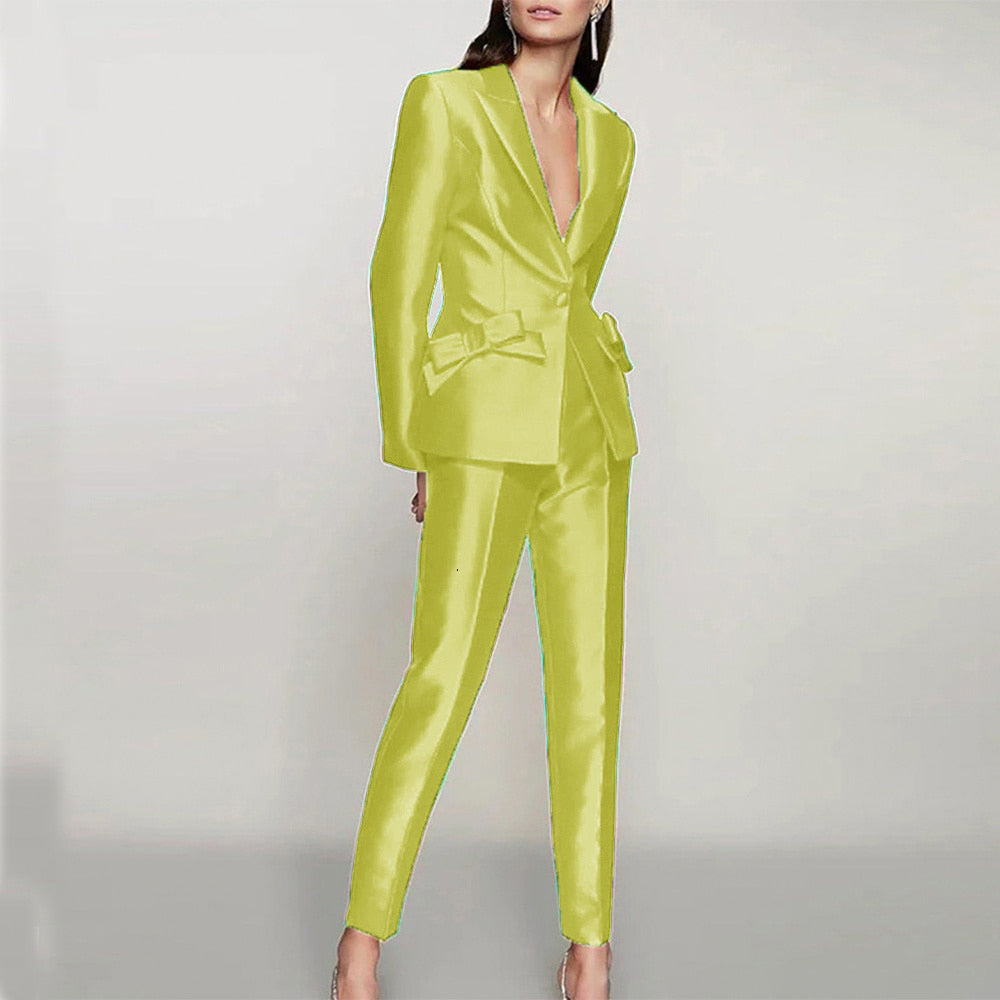 New Women's Two-Piece Suit Ladies Single Button Slim Luxury Women Blazer Suits