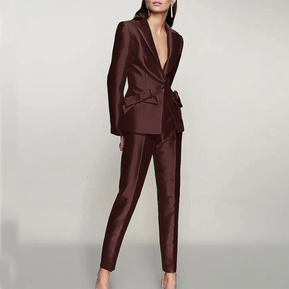 New Women's Two-Piece Suit Ladies Single Button Slim Luxury Women Blazer Suits