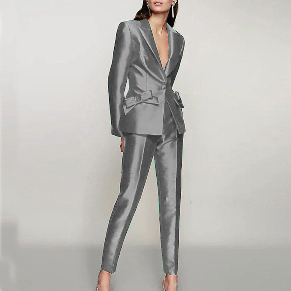 New Women's Two-Piece Suit Ladies Single Button Slim Luxury Women Blazer Suits