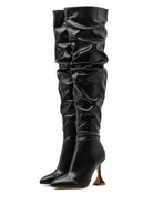 Ashore Shop Pleated Leather Over The Knee Boots