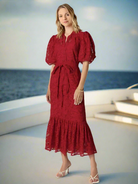 Red_Puffy_Short_Sleeve_Long_Lace_Dresses