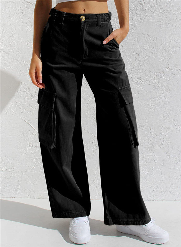 ASHORE Shop Durable Comfortable Wide leg Cargo Pocket Jeans ii Colors