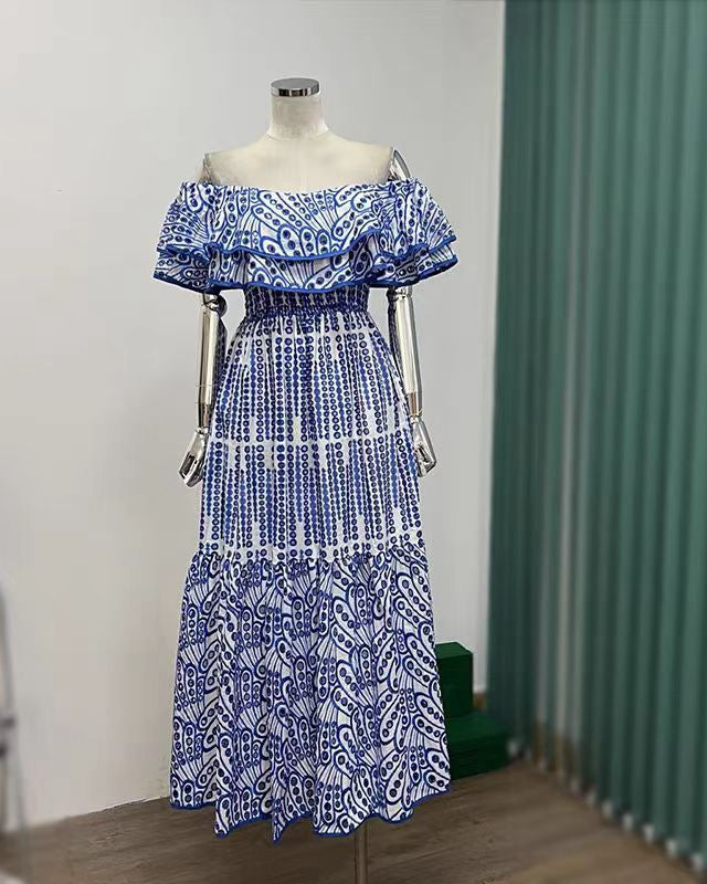 Ashore Shop Long Vacation Lace Off the Shoulder Dress