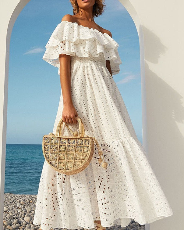 Ashore Shop Long Vacation Lace Off the Shoulder Dress