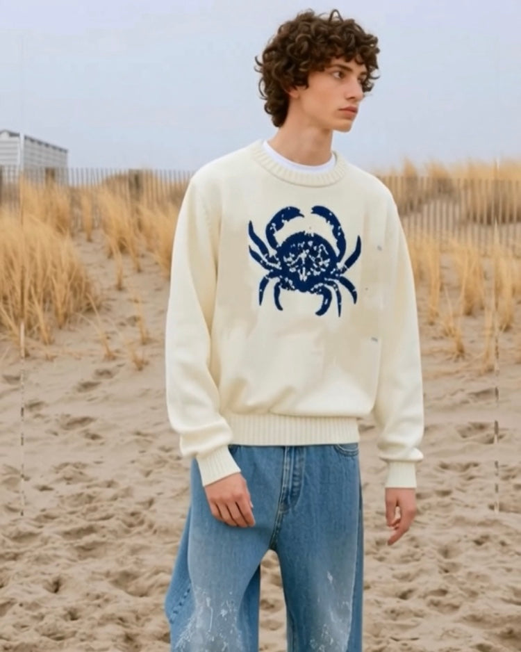 The_Ocean_Life_Ashore_Unisex_Crab_Jacquard_Sweater_Jumpers-1
