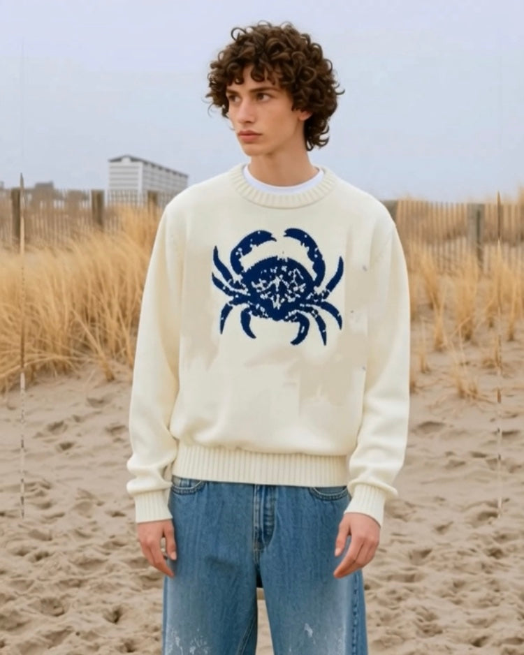The_Ocean_Life_Ashore_Unisex_Crab_Jacquard_Sweater_Jumpers