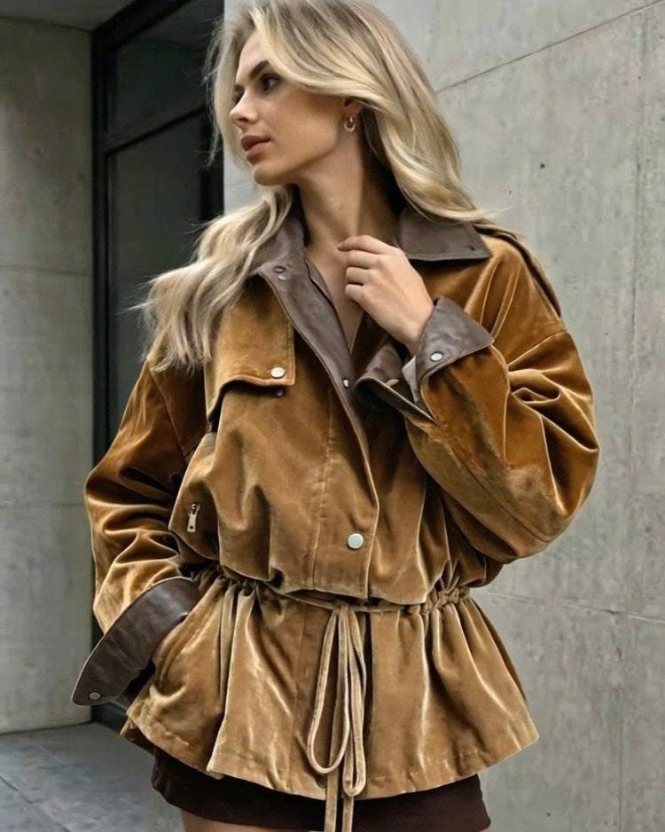 Velvet_Trench_Coat_ASHORE_Golden_Velvet_Utility_Windbreaker_Coat