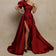 Wine Red Long Side Slit One Shoulder Evening Party Dresses A Line Form   ASHORE SHOP