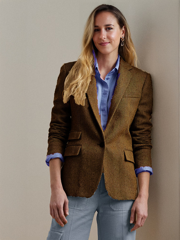 Women Classic Herringbone Blazers