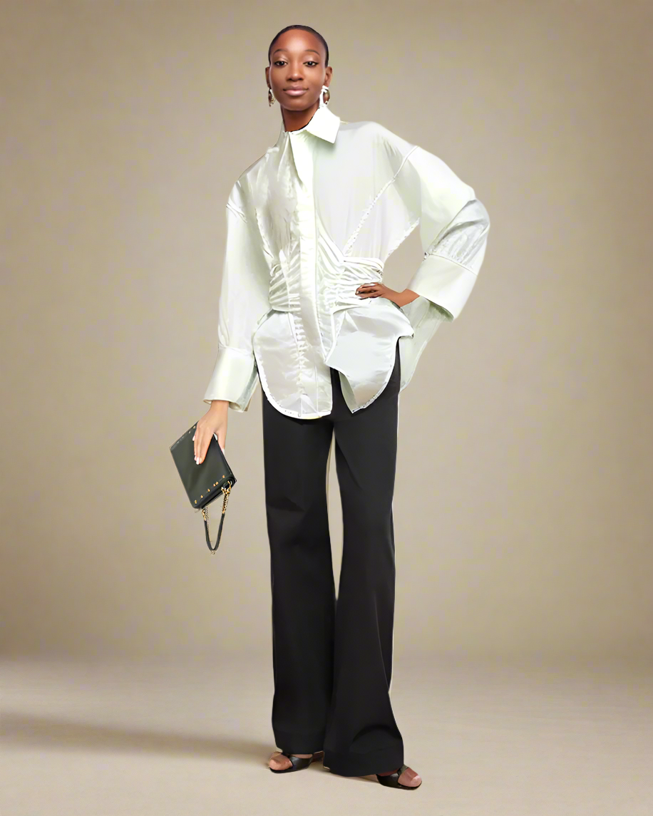 Women_Long_Sleeve_Shirt_Bandage_Slim_Waist_Full_Sleeve_Solid_White_Black_slim_Blouse_Female_Tops_New_Ashore_Shop