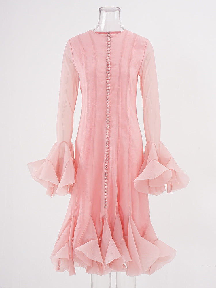 Women_long_sleeve_layered_ruffled_hem_short_and_long_dresses-8