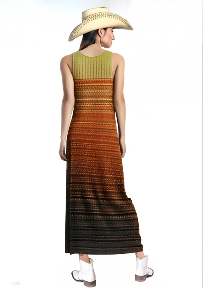 Women_s_Knitted_Gradient_Orange_Stripe_Western_Maxi_A-Line_Dress-1
