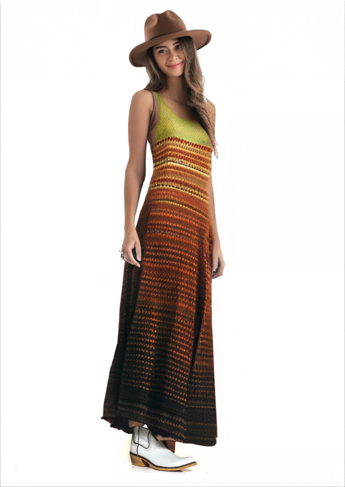 Women_s_Knitted_Gradient_Orange_Stripe_Western_Maxi_A-Line_Dress-2