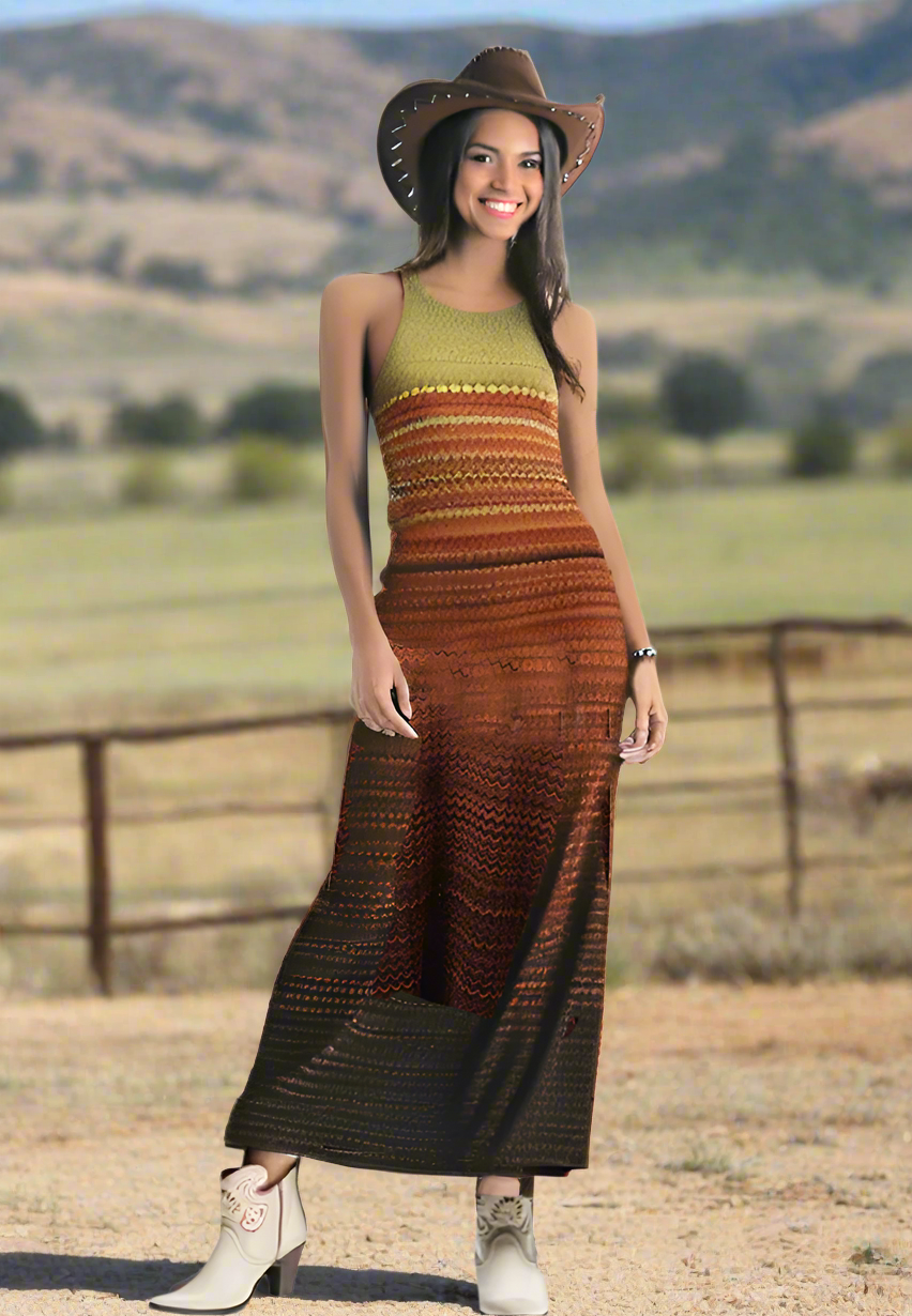 Women_s_Knitted_Gradient_Orange_Stripe_Western_Maxi_A-Line_Dress