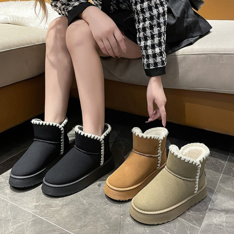 Womens-Winter-Flat-Shoes-moccasin-Snow-Winter-Cowskin-Boots-1