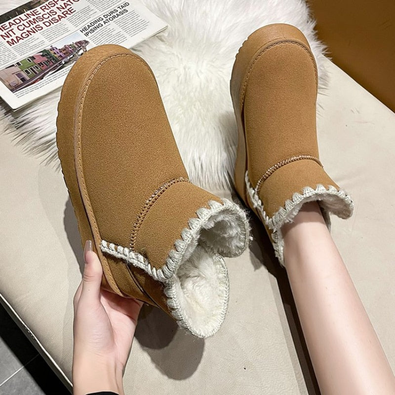 Womens-Winter-Flat-Shoes-moccasin-Snow-Winter-Cowskin-Boots-3