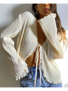 ashoreshop-Women-Pleated-Plain-Shirts-Spring-Fall-Chic-Long-Flare-Sleeve-V-Neck-Tie-Up-Cardigans