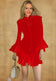 Women long sleeve layered ruffled hem short and long dress