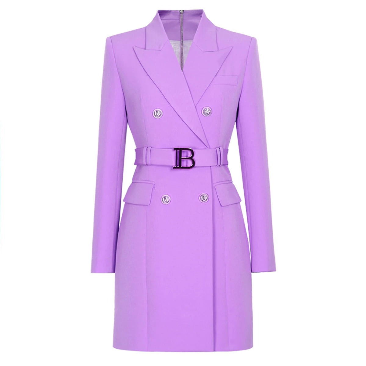 Women bright colors double breasted suit dress long sleeve  for formal occasions