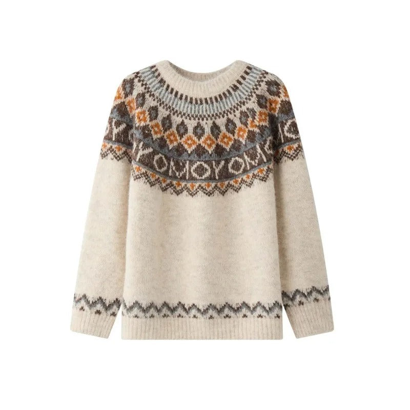 Women’s Vintage Classic Fair Isle–inspired Pattern Sweater