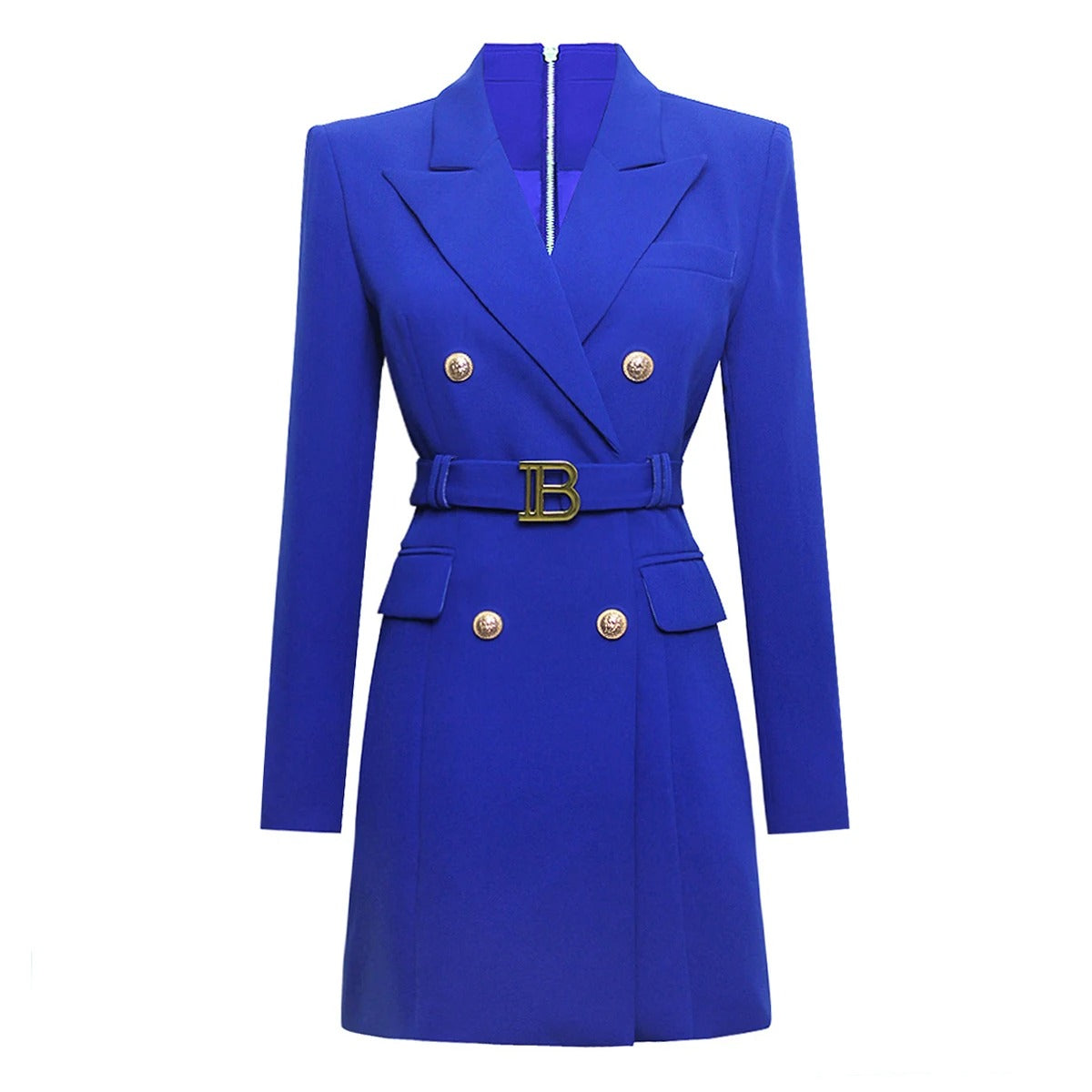 Women bright colors double breasted suit dress long sleeve  for formal occasions