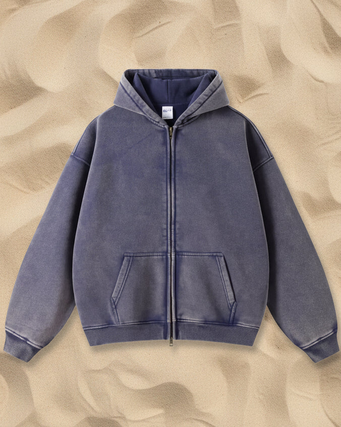 Women’s Ashore Sand Washed Full Zipper Oversized Hoodie Sweatshirts