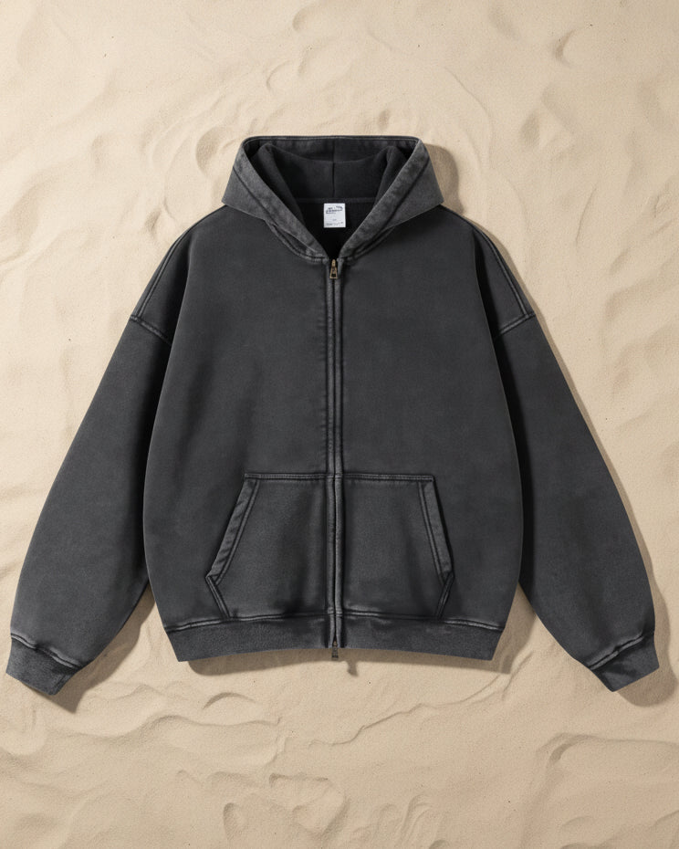 Women’s Ashore Sand Washed Full Zipper Oversized Hoodie Sweatshirts