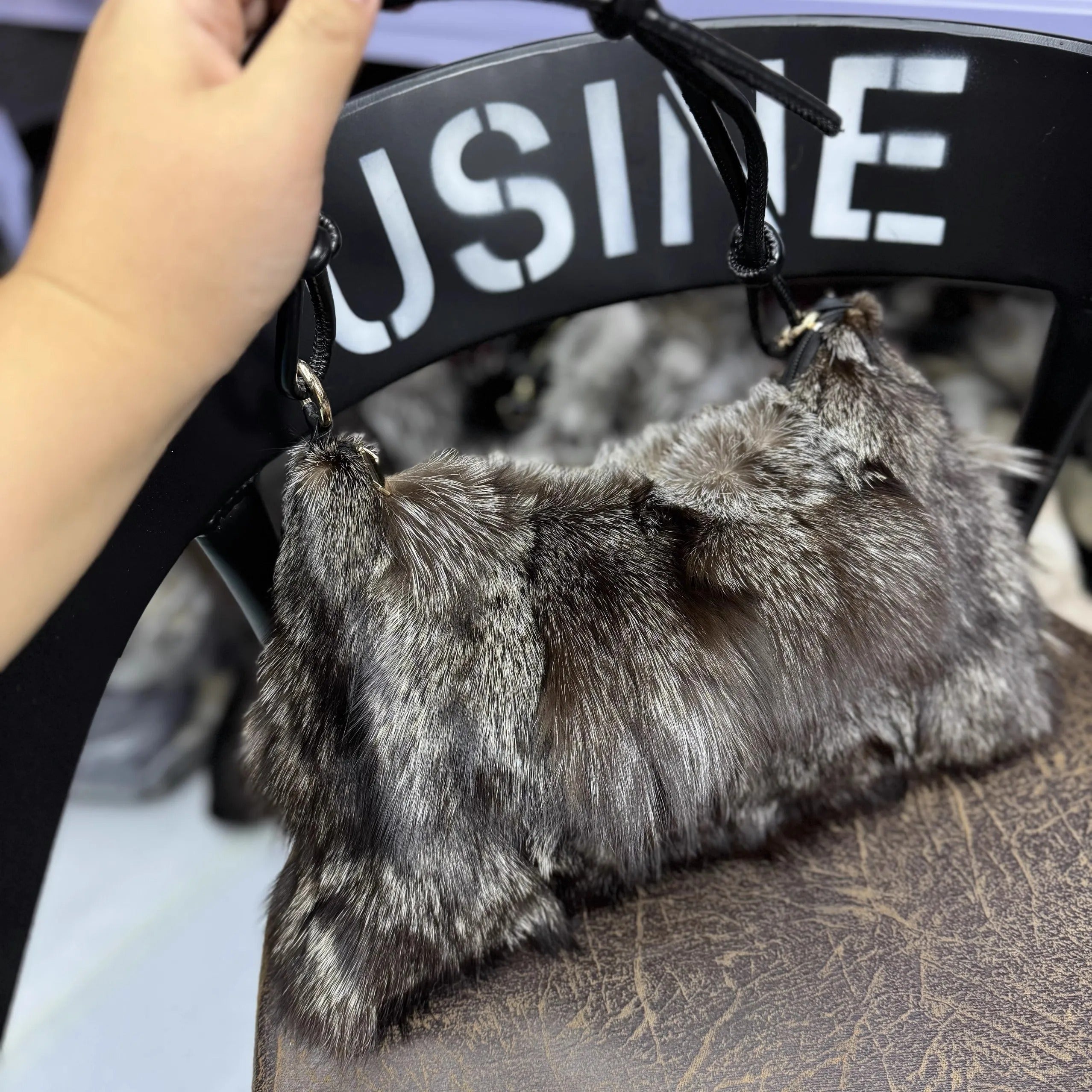 Women's Real Fox Fur Woman Ladies Crossbody Bag