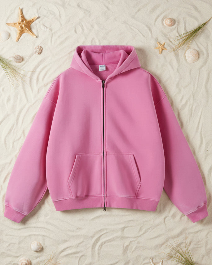 Women’s Ashore Sand Washed Full Zipper Oversized Hoodie Sweatshirts