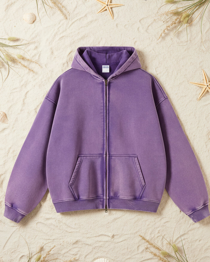 Women’s Ashore Sand Washed Full Zipper Oversized Hoodie Sweatshirts